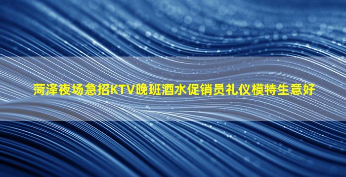菏泽夜场急招KTV晚班酒水促销员礼仪模特生意好